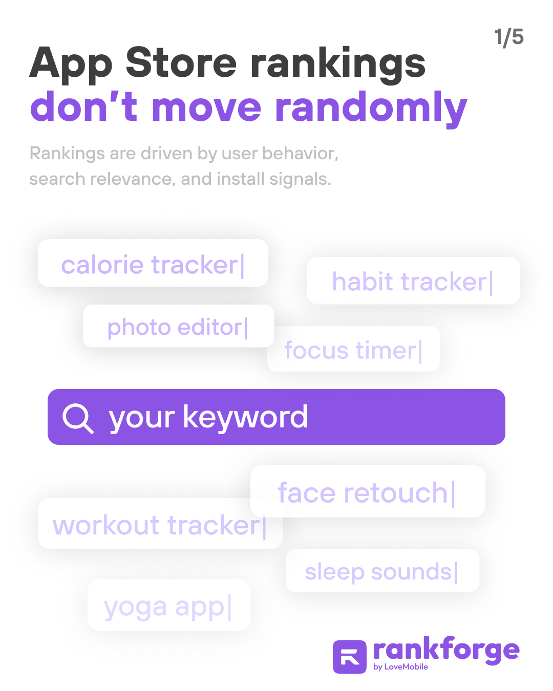 Rankforge Facebook ad: App Store rankings aren't random, they're driven by