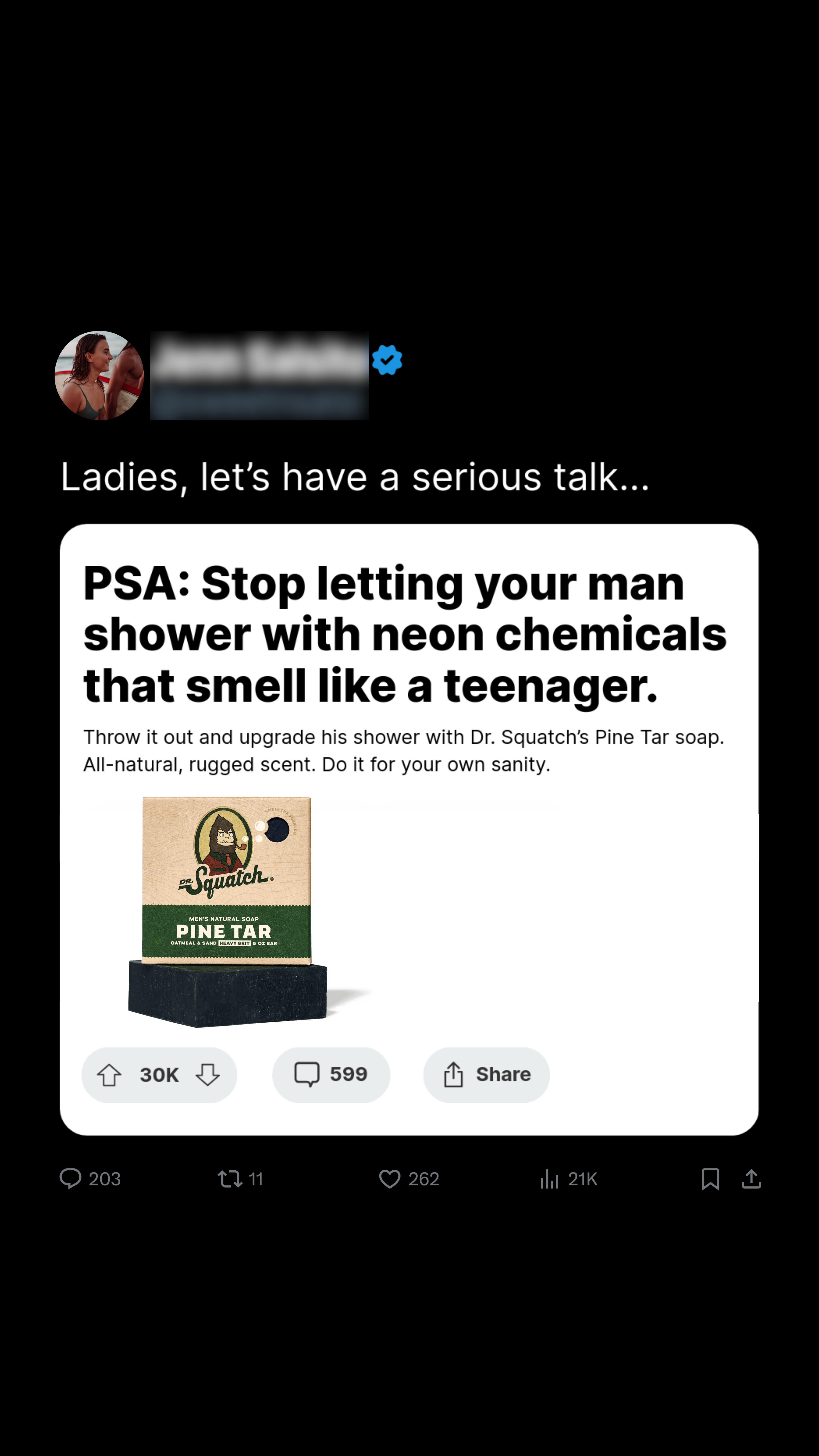 Dr. Squatch Facebook ad