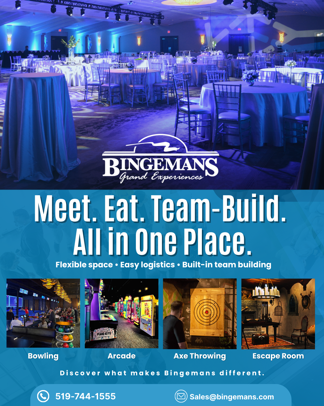 Bingemans Catering Facebook ad: Team Meetings and Conferences | Bingemans Conference Centre