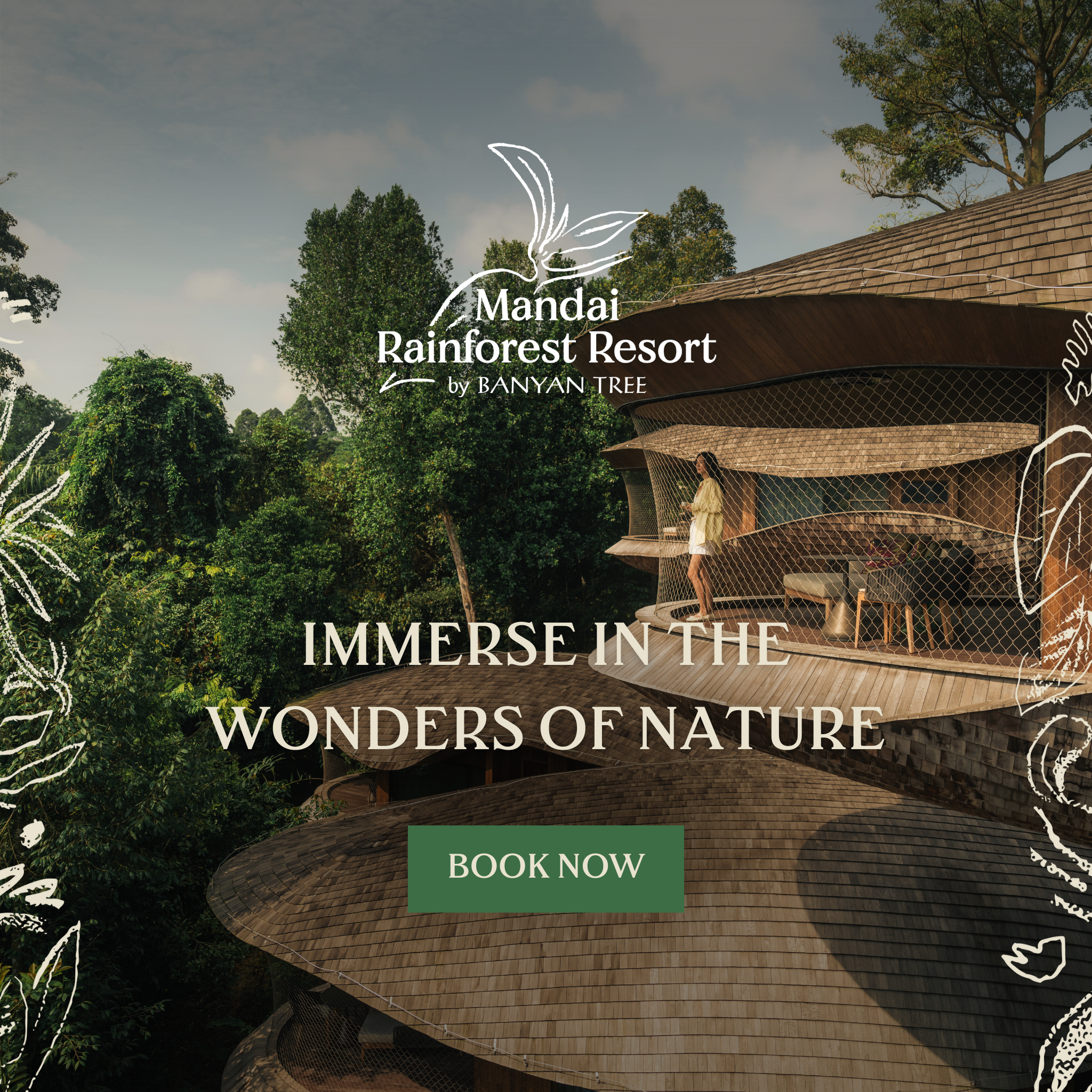 Mandai Rainforest Resort by Banyan Tree Facebook ad: Step into a sanctuary where trees whisper stories…