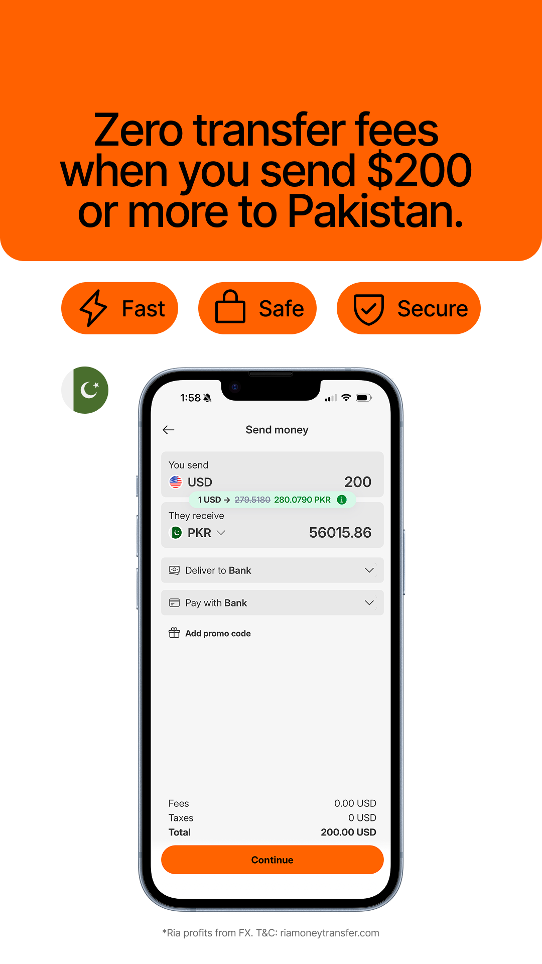 Ria Money Transfer Facebook ad
