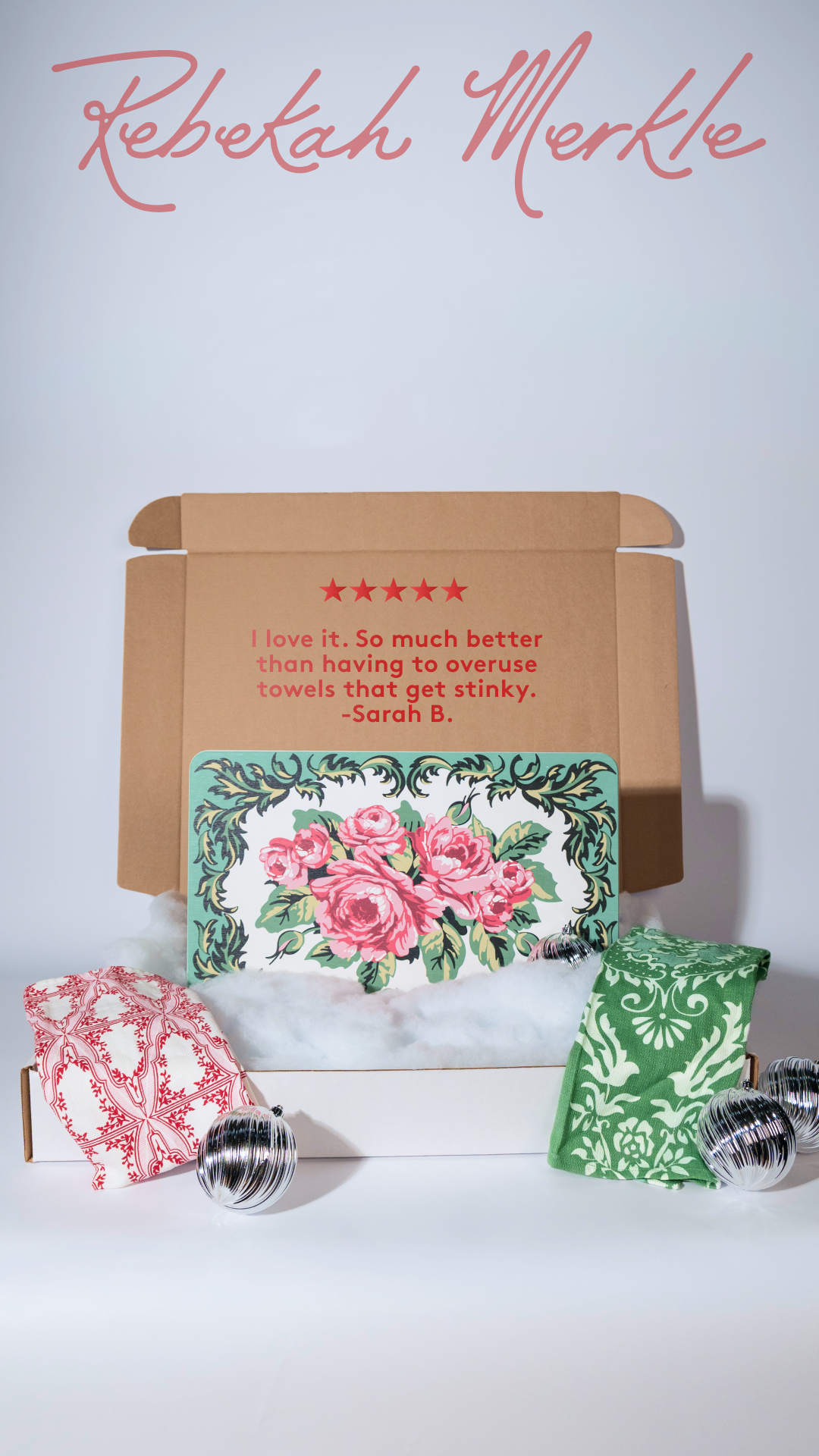 Rebekah Merkle Designs Facebook ad: Toss out the soggy dish mat!