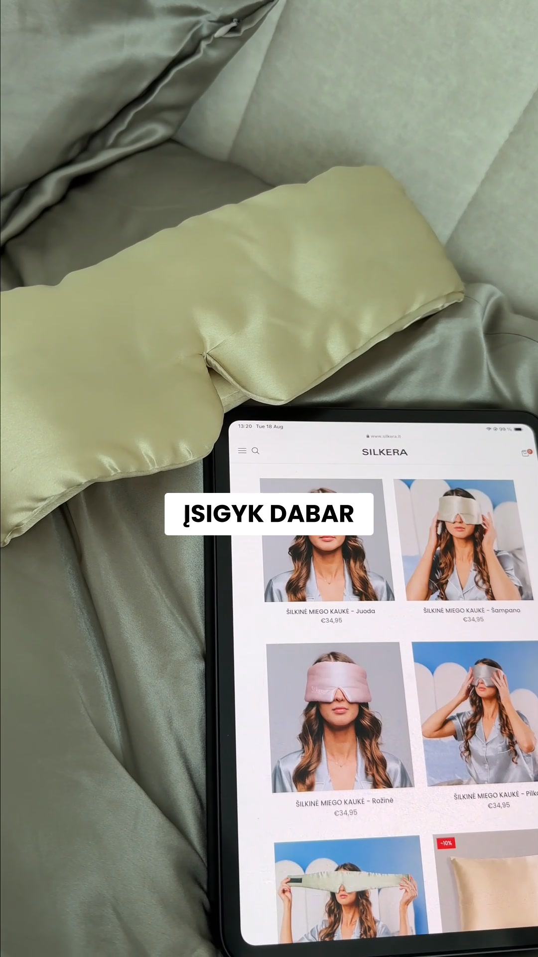 SilkEra Facebook ad: 8 valandos trinties kas naktį alina veidą | Apsaugok jį