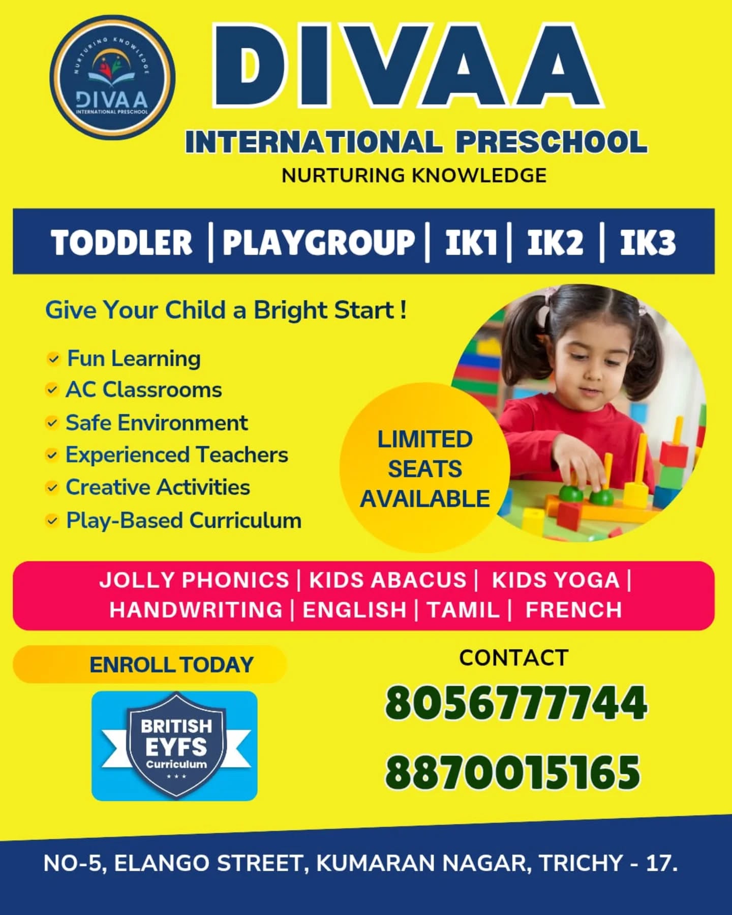 Divaa International Preschool Facebook ad from Apr 14, 2026