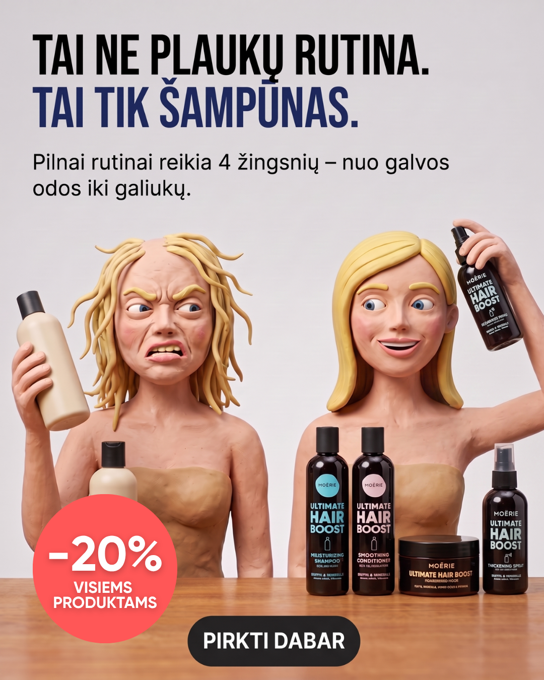 Moérie Beauty Facebook ad: -20% Visiems Produktams