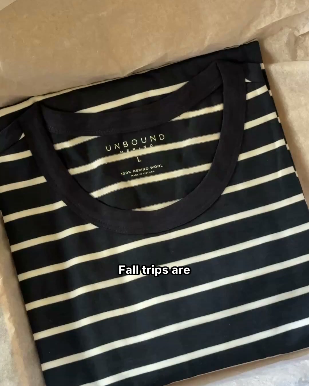 Unbound Merino Facebook ad: The shirt built for Fall travel