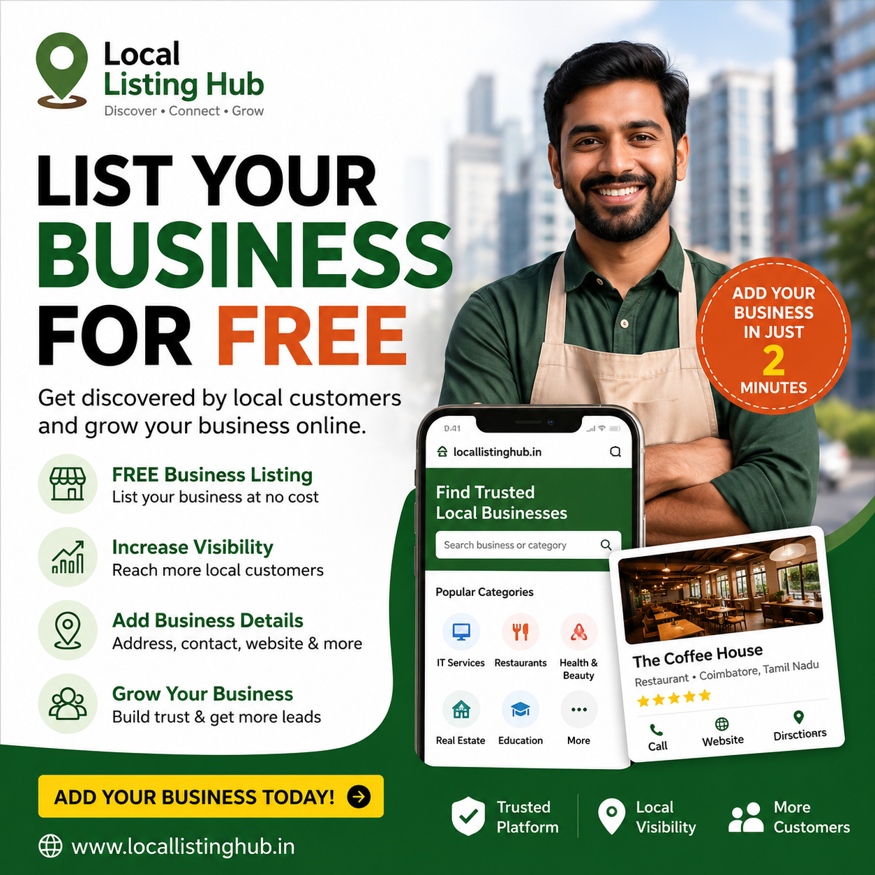 Local Listing Hub Facebook ad: List Your Business for Free