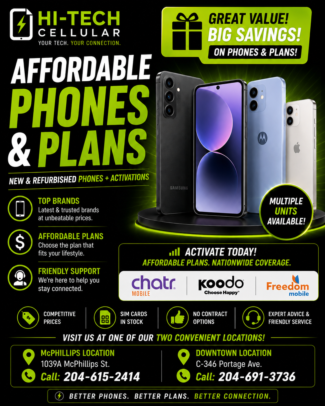 Hi-Tech Cellular & Computer Facebook ad: Affordable Phones & Plans