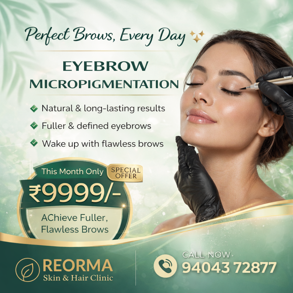 Reorma Skin & Hair Clinic Facebook ad: Perfect Brows Every Day, Only ₹9999
