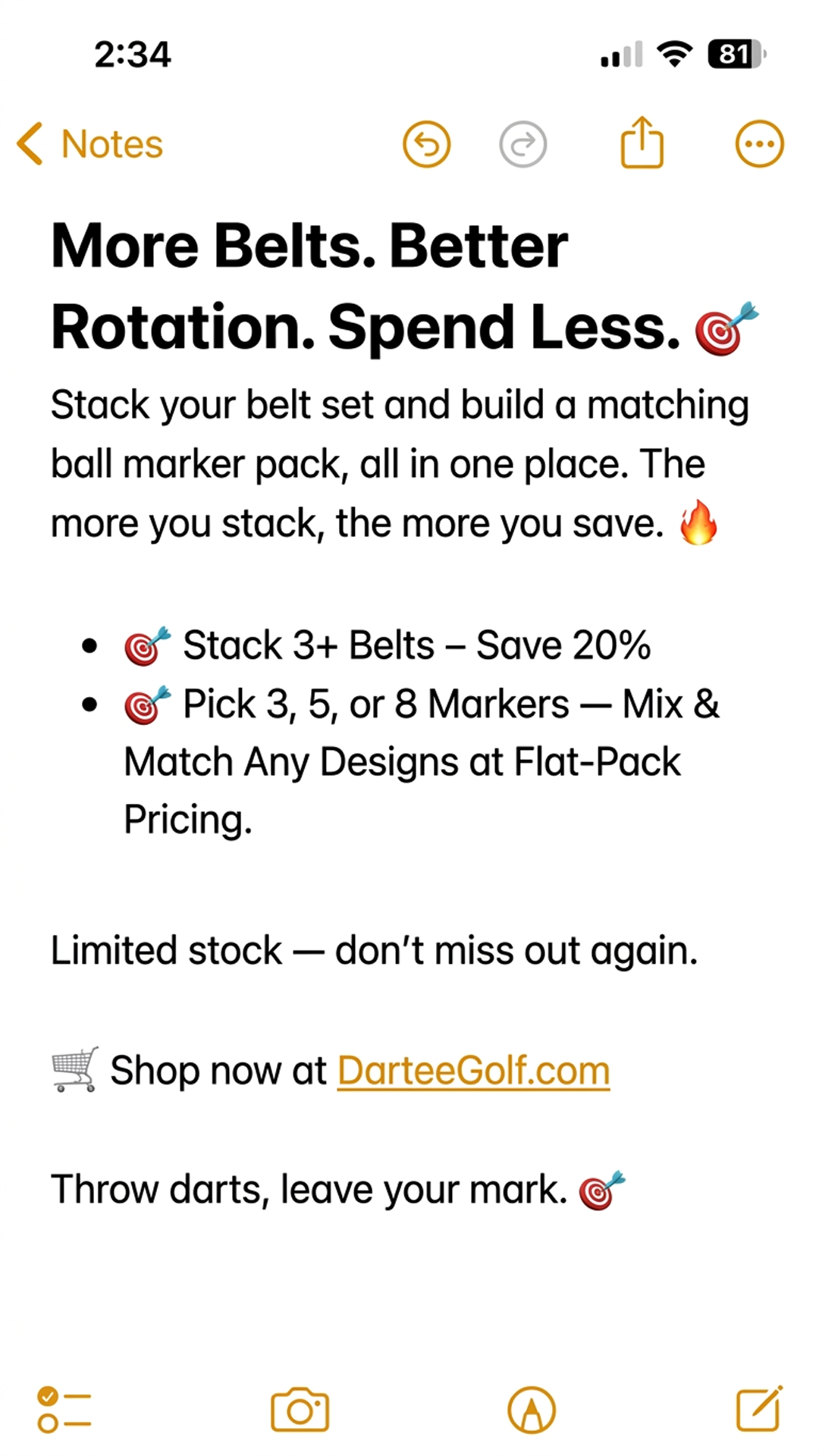 Dartee Golf Facebook ad