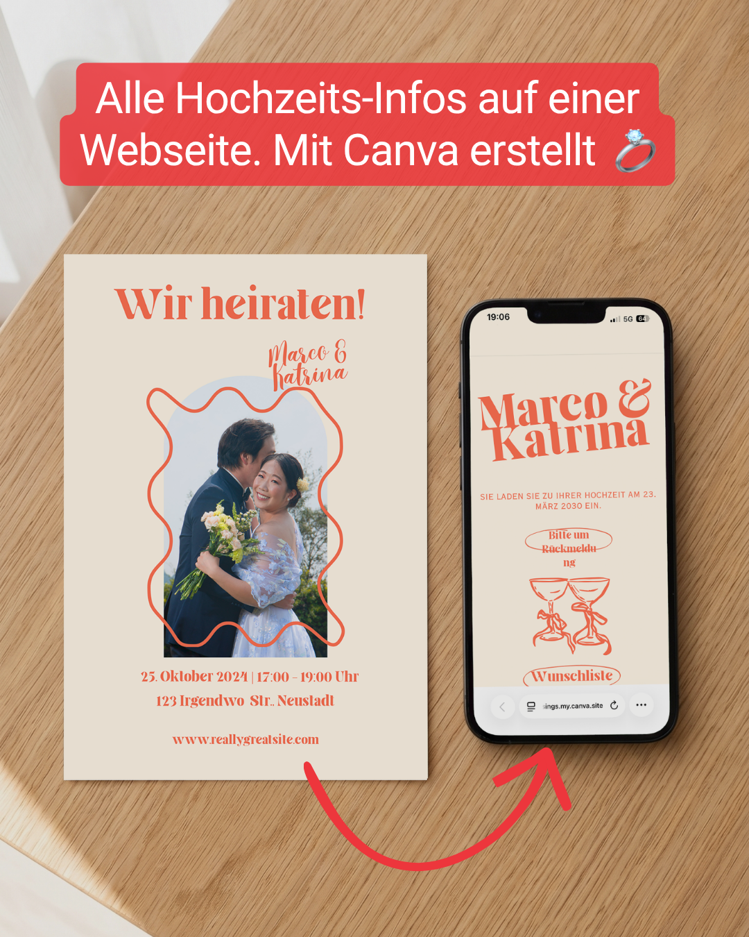 Canva Facebook ad: Deine Hochzeit, deine Karten!