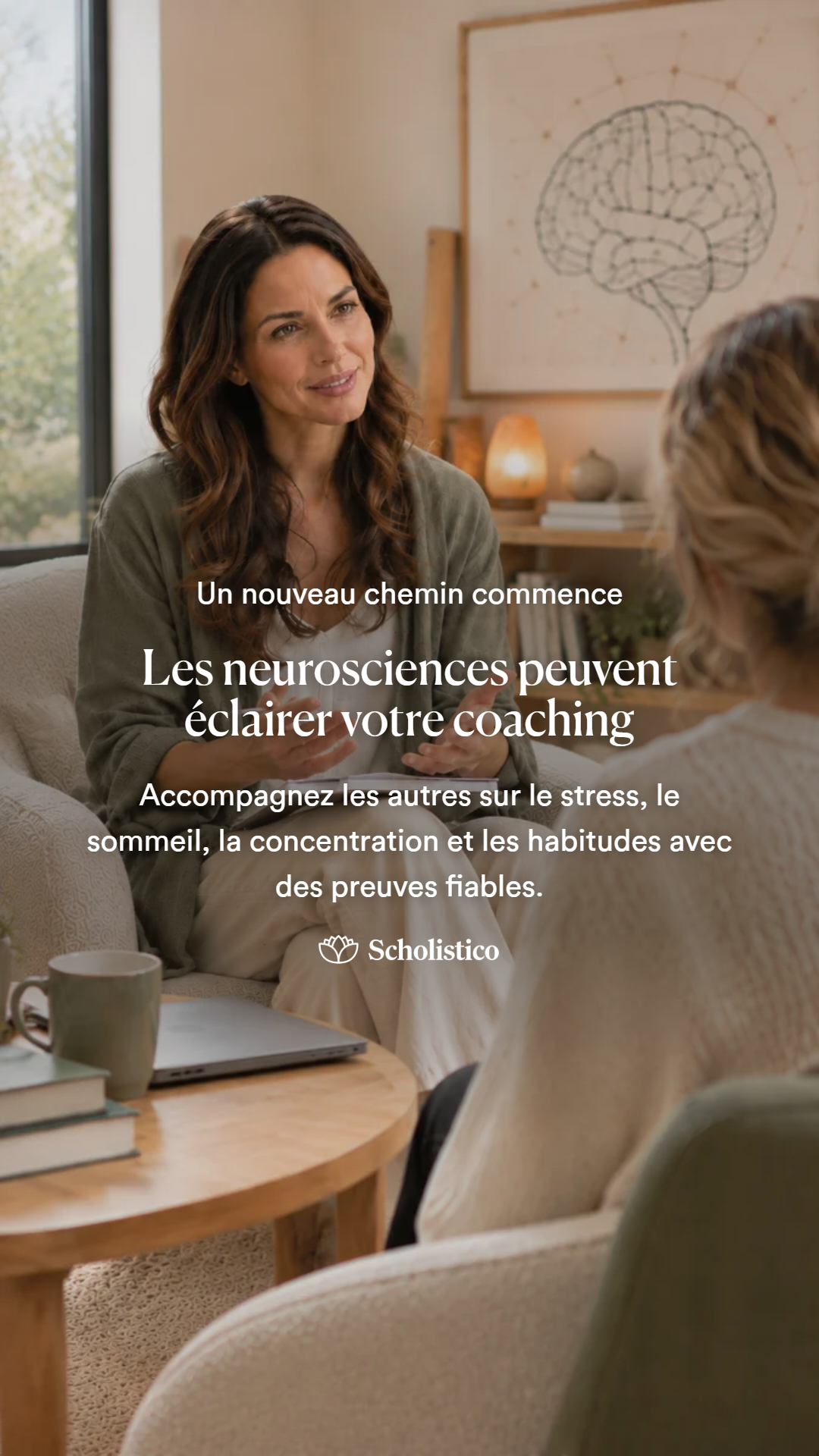 Scholistico en Français Facebook ad: Un nouveau chemin commence avec les neurosciences