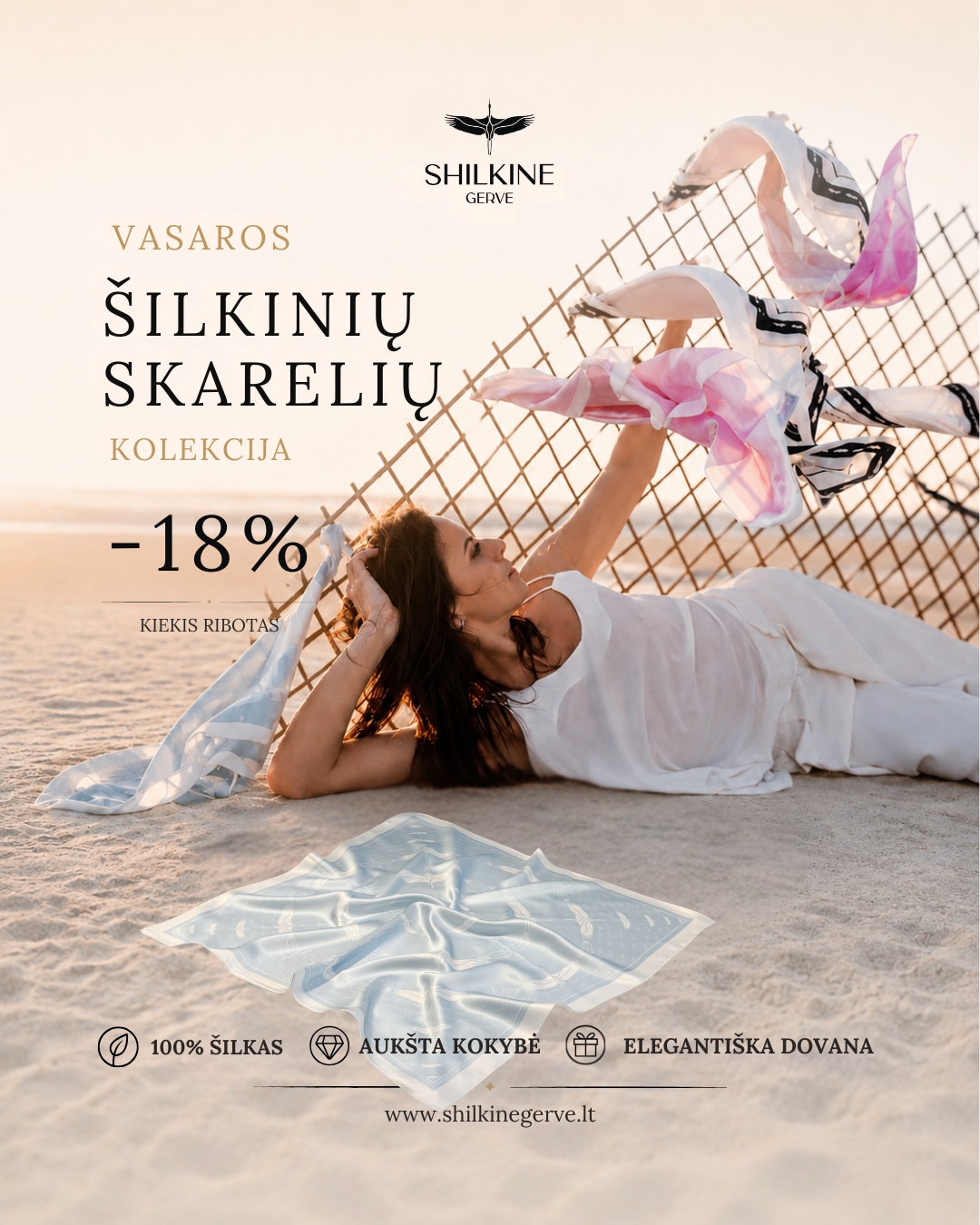 Shilkine Gerve Facebook ad: Autorinio dizaino šilko skaros