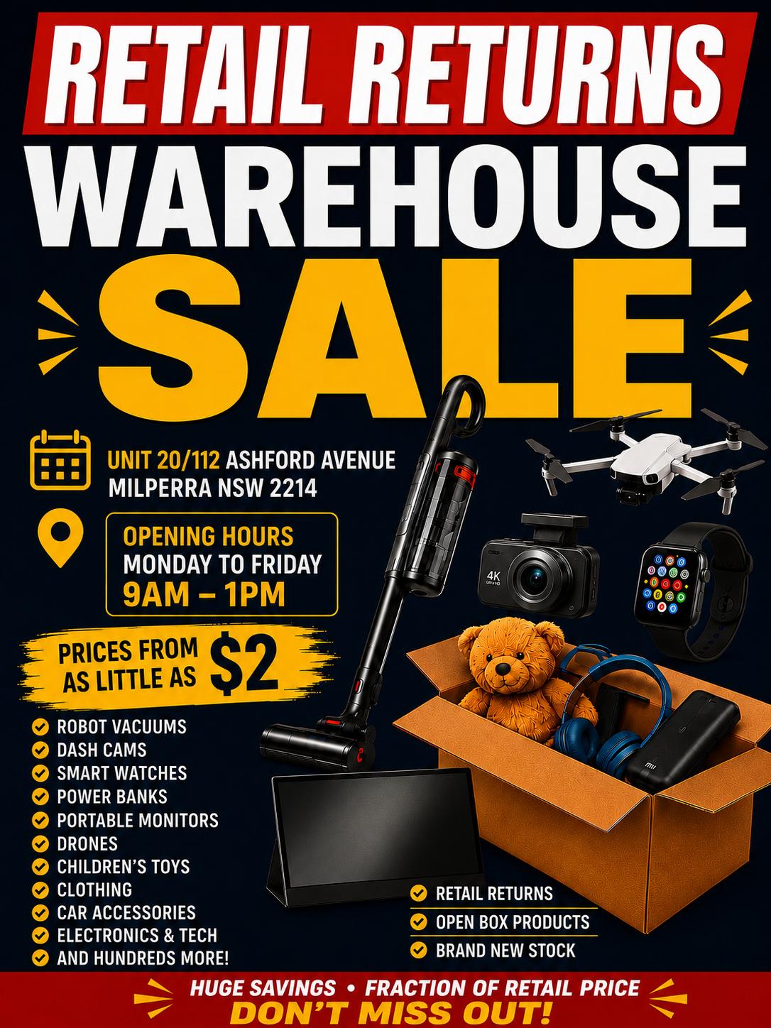 Retail Return Warehouse Facebook ad
