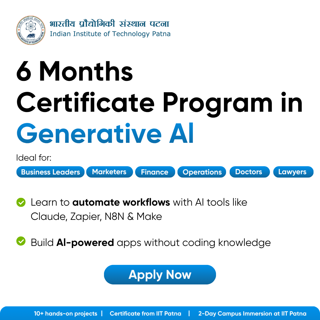 Generative AI Certificate Program by IIT Patna Facebook ad: IIT Certification in Generative AI