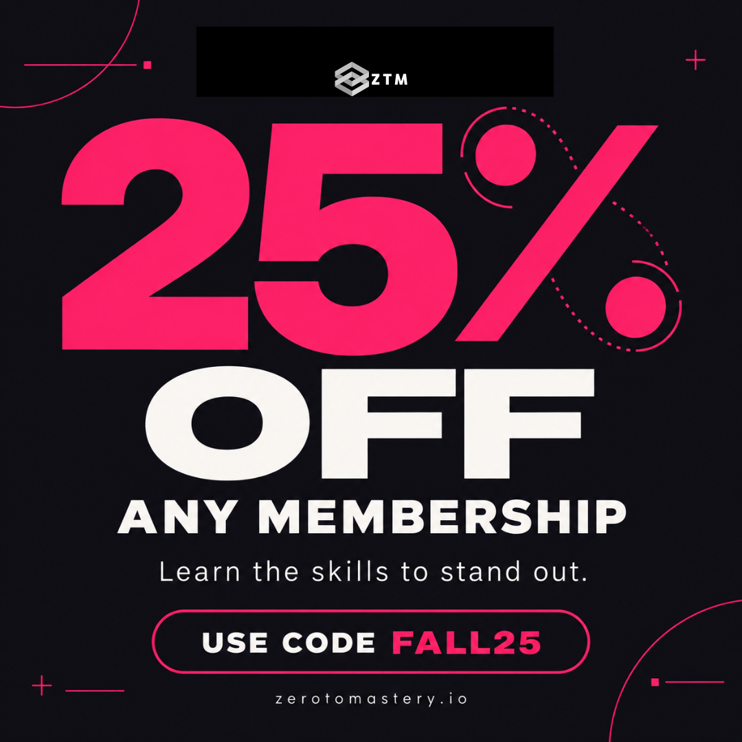 Zero To Mastery Facebook ad: LIMITED-TIME SALE: 25% OFF
