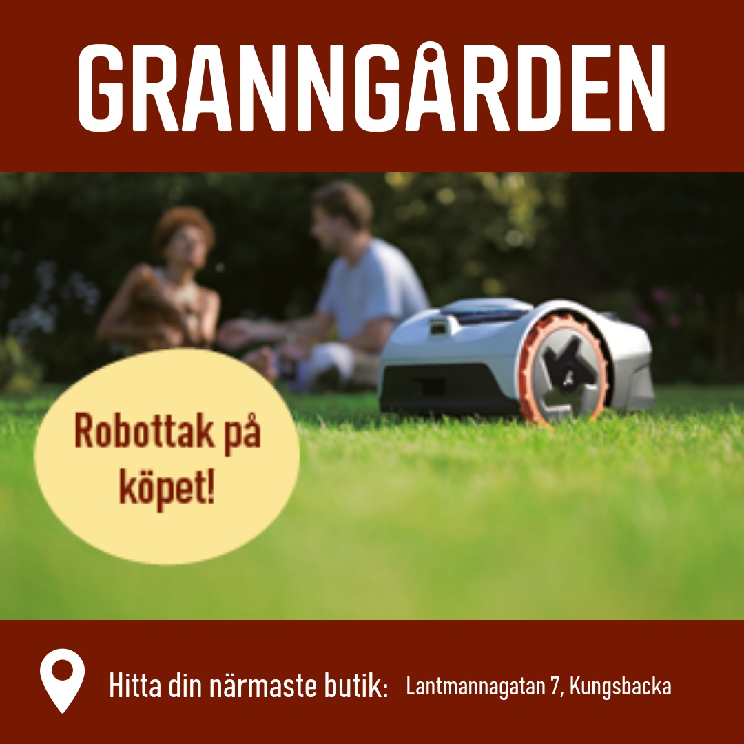 Granngården Facebook ad: Vid köp av utvalda robotgräsklippare får du tillhörande…