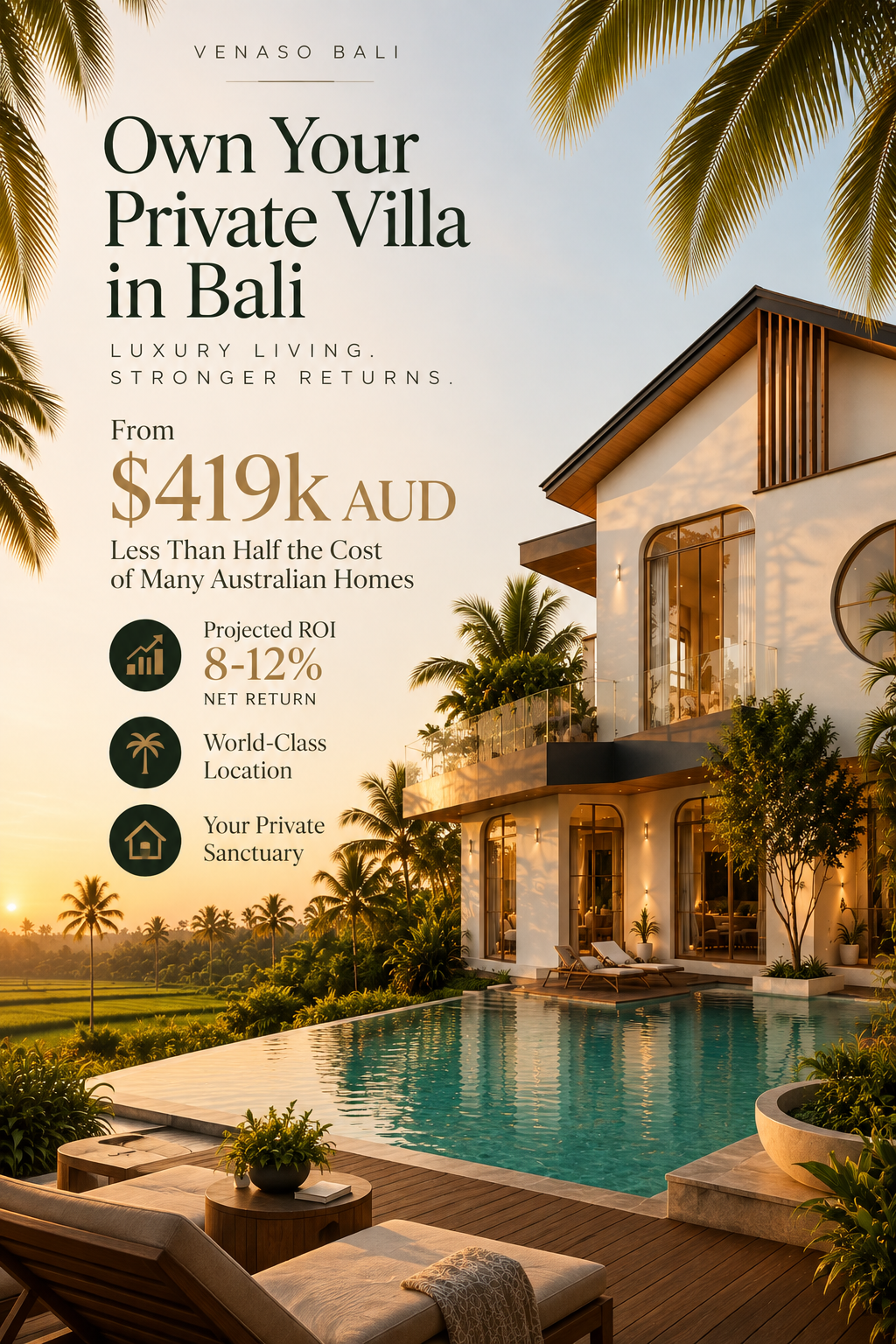 Venaso Bali Facebook ad: Discover Luxury Living in Bali