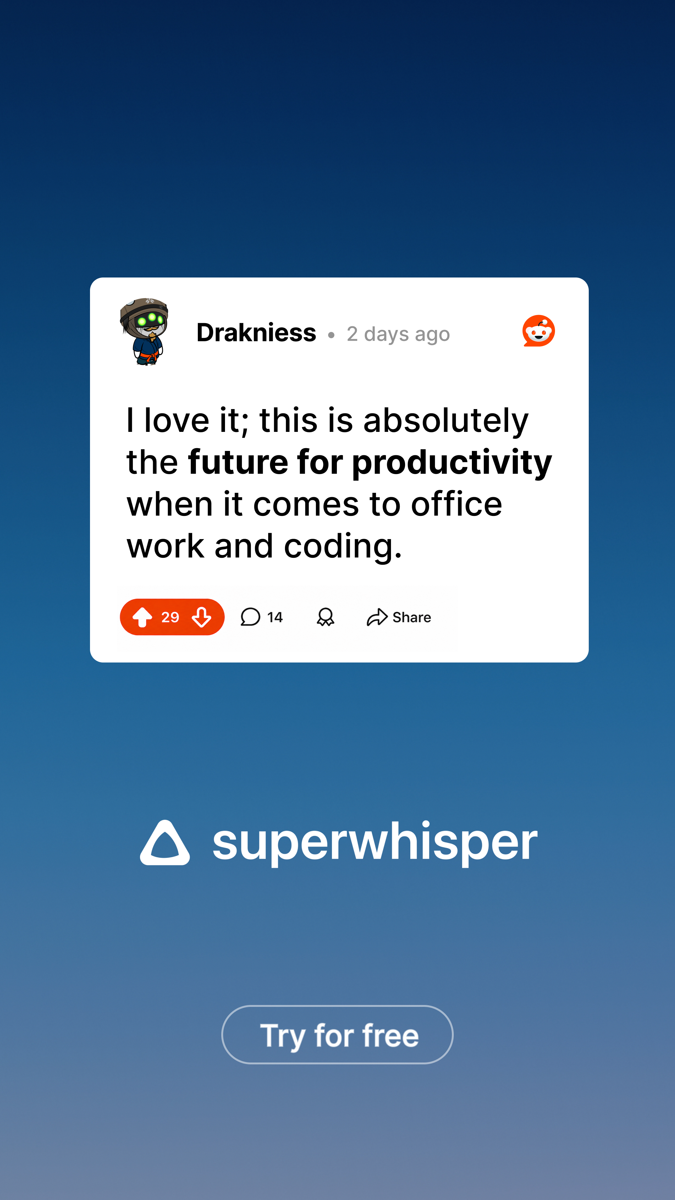 superwhisper Facebook ad from May 13, 2026