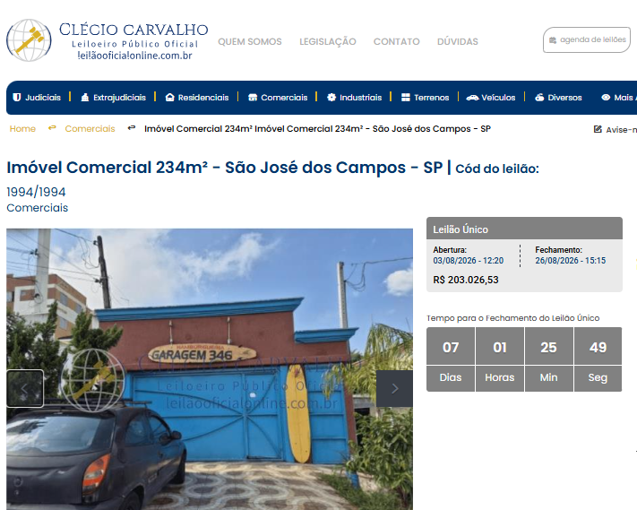 Leilão Oficial Online Facebook ad: Site homologado pelo TJSP.