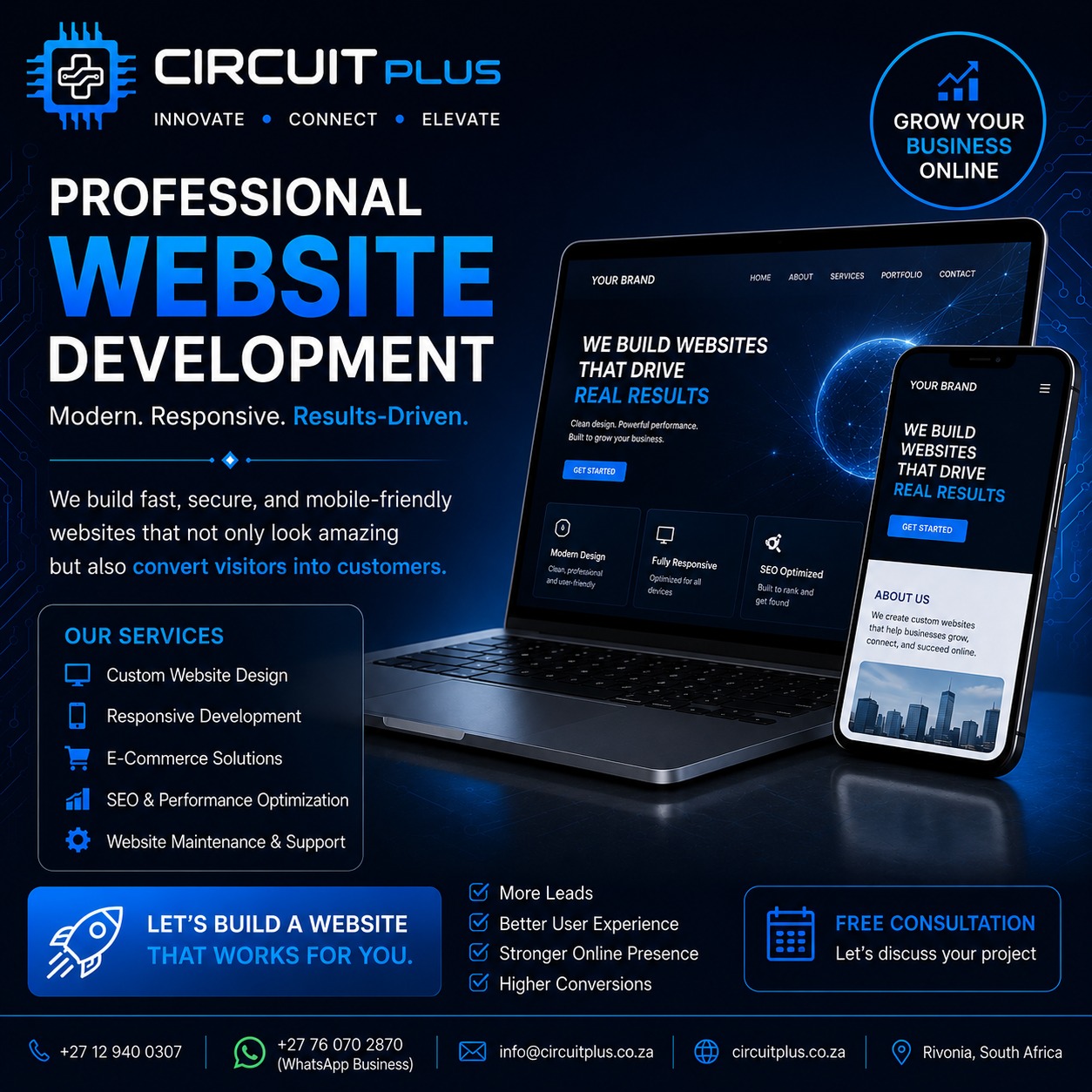 Circuit Plus Facebook ad: Professional Website Development for Modern Businesses