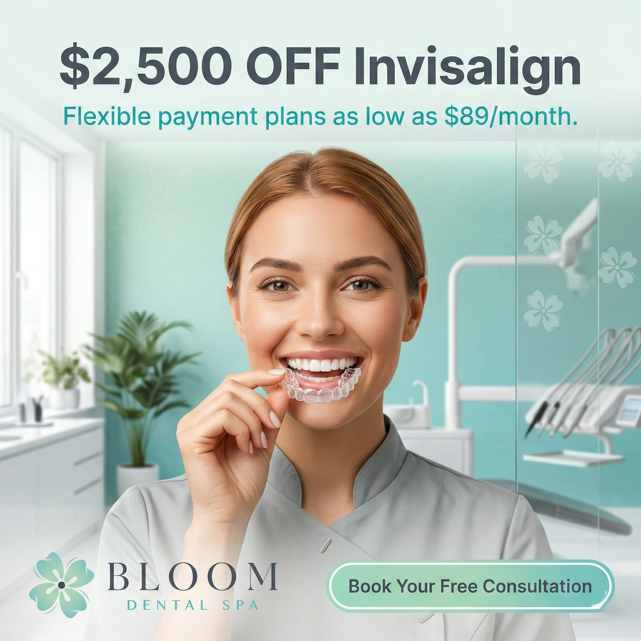 Bloom Dental Spa_CO Facebook ad: Bloom Dental Spa’s Invisalign Special, Save $2,500 Today