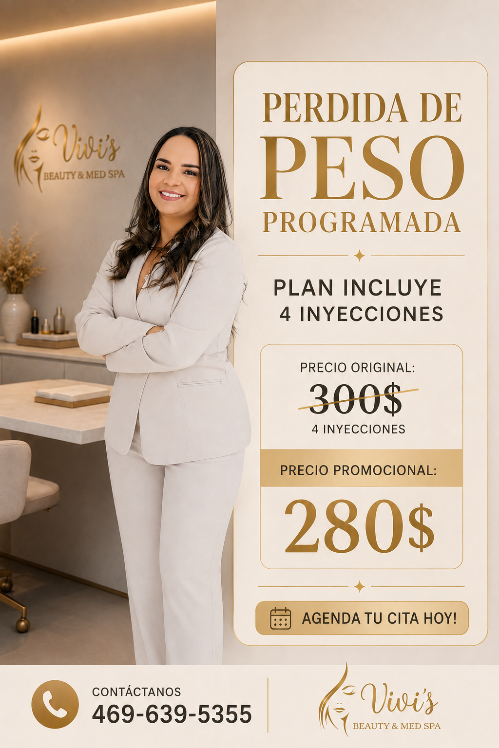 Vivi's Beauty & Med spa Facebook ad from Aug 12, 2026