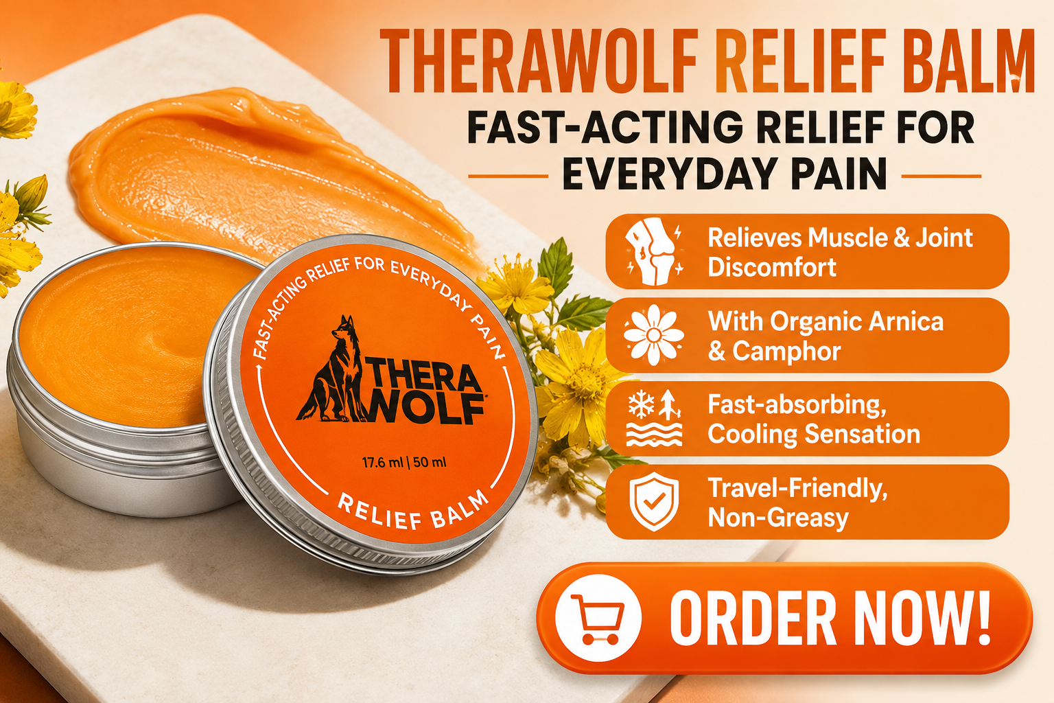 Therawolf-US Facebook ad: DON’T LET EVERYDAY DISCOMFORT SLOW YOU DOWN.