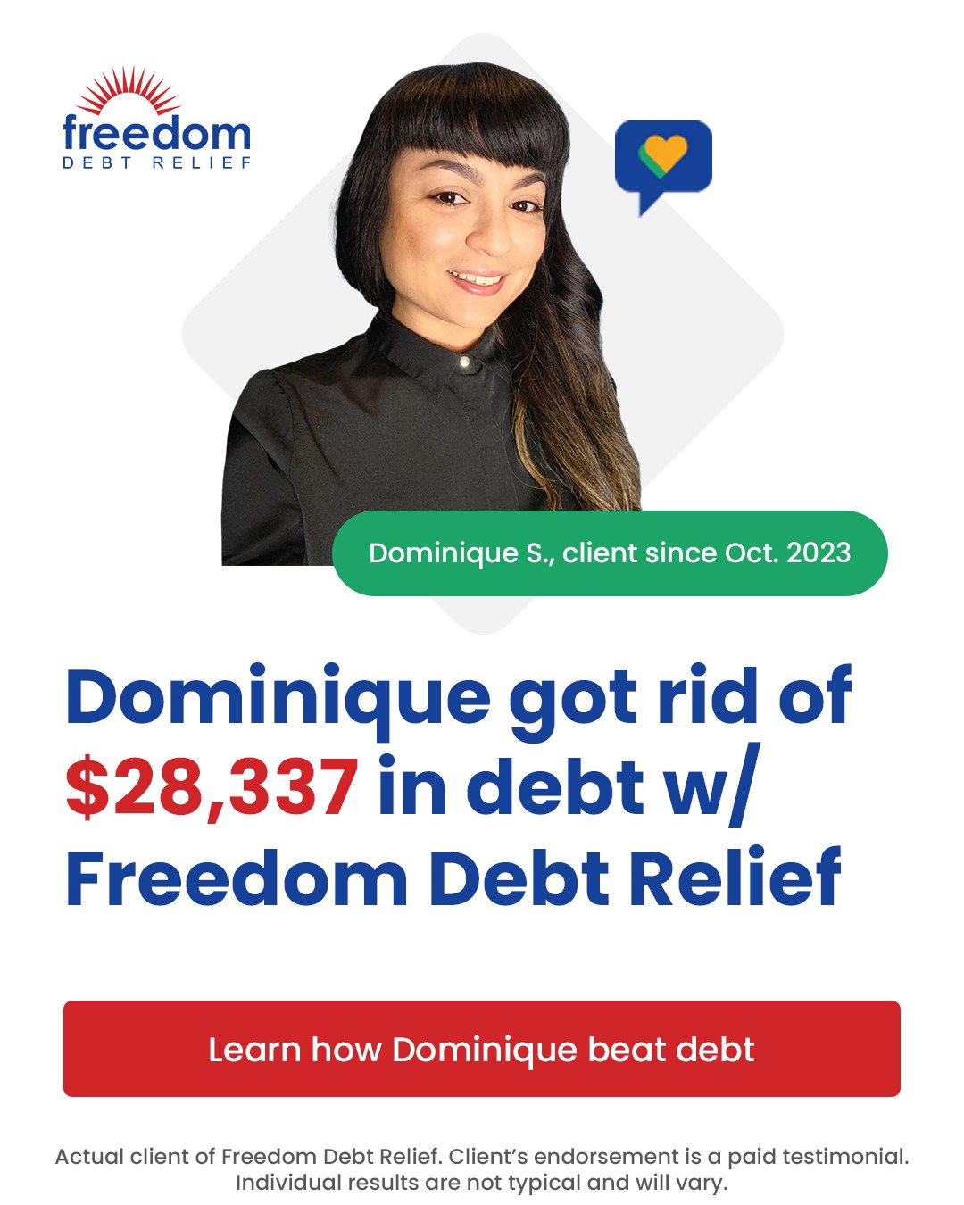 Freedom Debt Relief Facebook ad