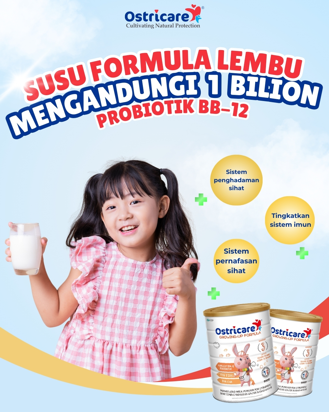 Ostricare Cow Milk BB-12 Facebook ad: 1 Bilion BB-12 Probiotik
