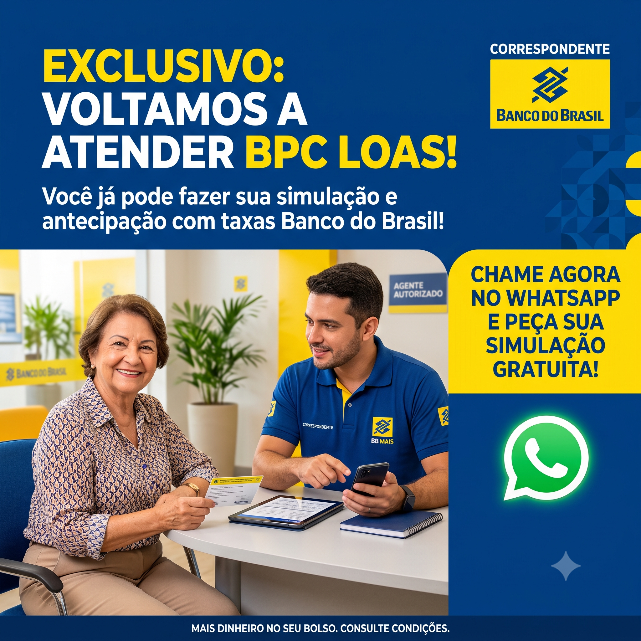 Central do Consignado Facebook ad: Simule pelo WhatsApp agora!
