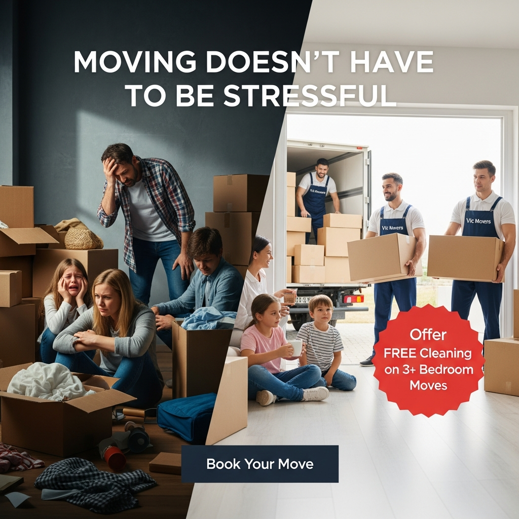 Vic Movers Facebook ad: Move Homes, Get Cleaning FREE