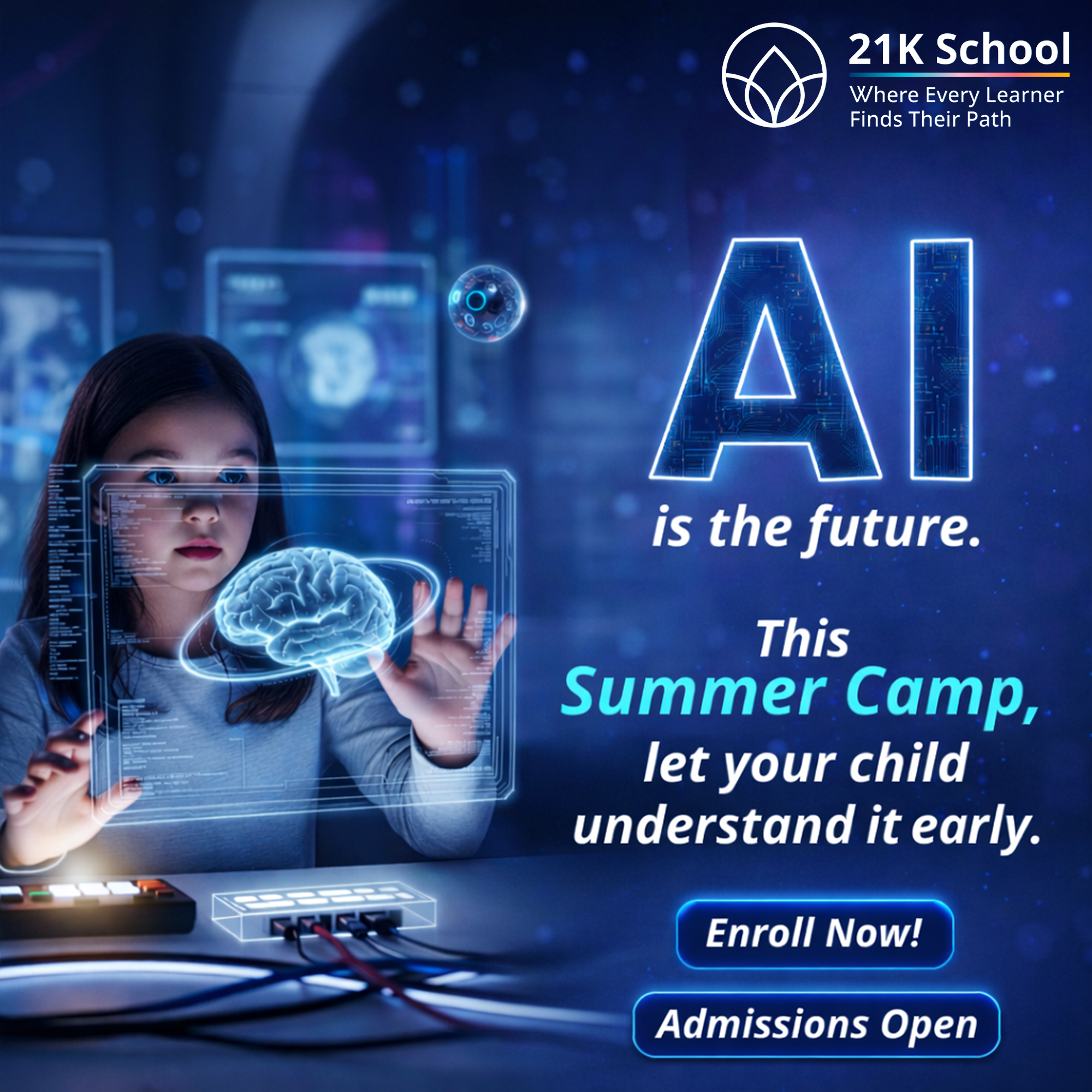 21K School Facebook ad: Kids & AI Learning