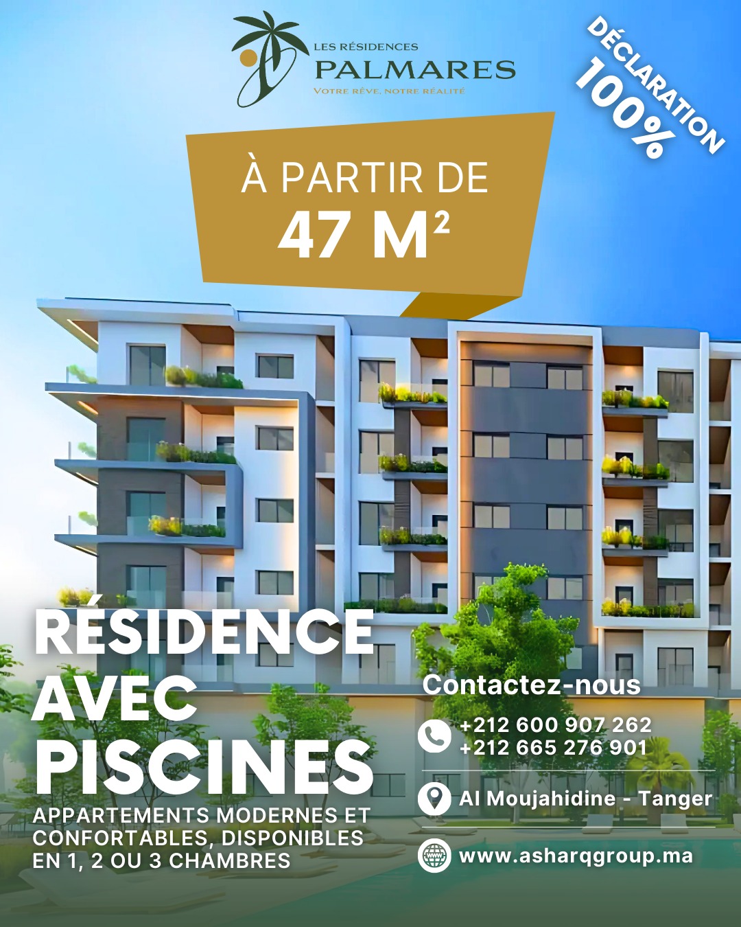 Asharq Al Awsat Immobilier Facebook ad: Appartements Haut Standing à Tanger