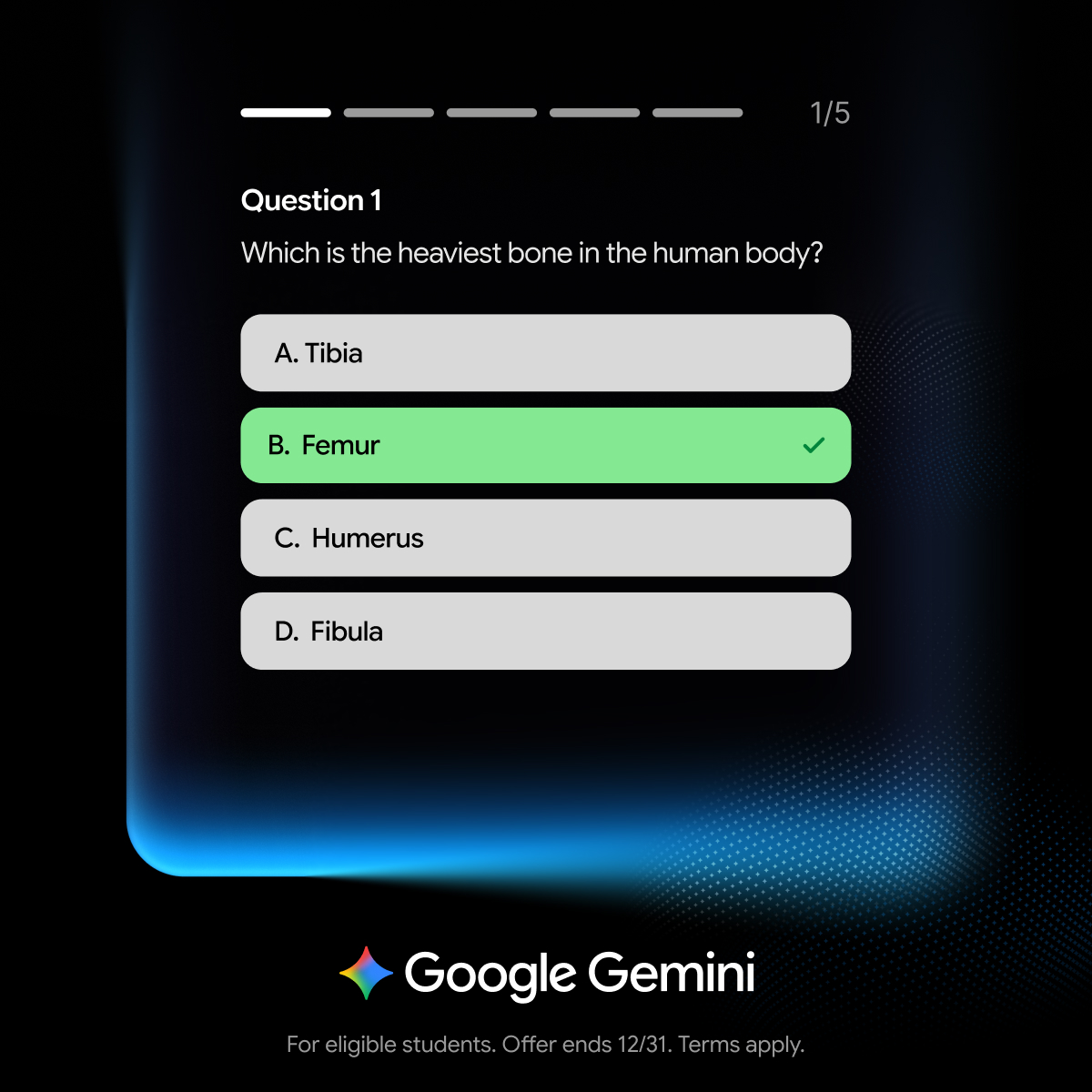 Google Gemini App Facebook ad: Claim Free Student Plan