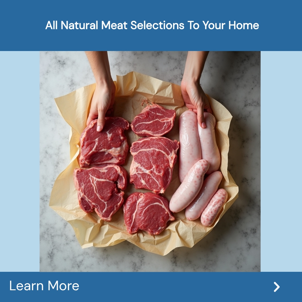 AnswersGuide Thriving Facebook ad: All Natural Meat Selections To Your Home.