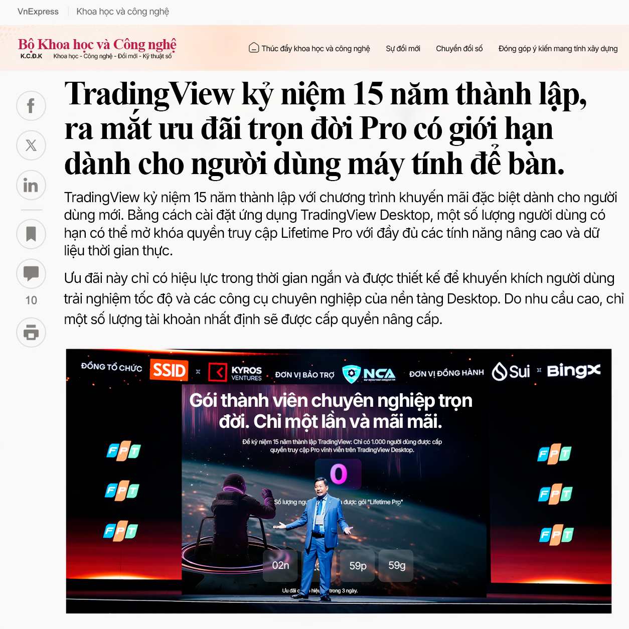 TradeCoin Việt Nam Facebook ad: Premium miễn phí cho 1.000 người đầu tiên