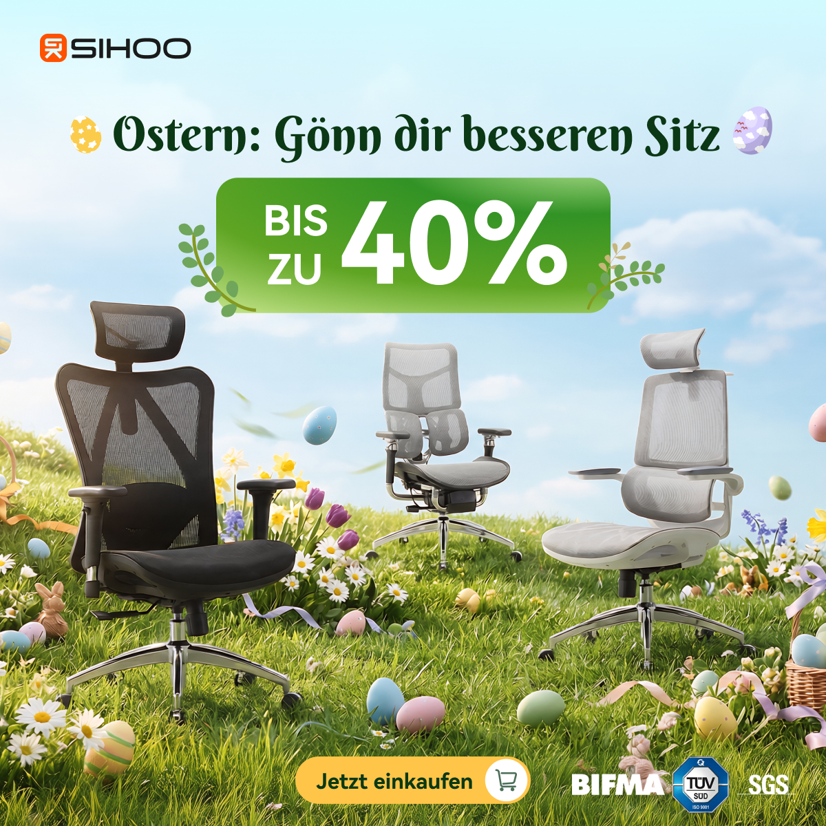 Sihoo Deutschland Facebook ad: Versandkostenfrei.