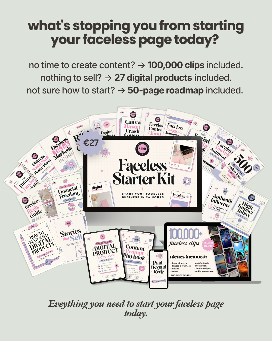 MintyHustle Facebook ad: Your Faceless Starter Kit