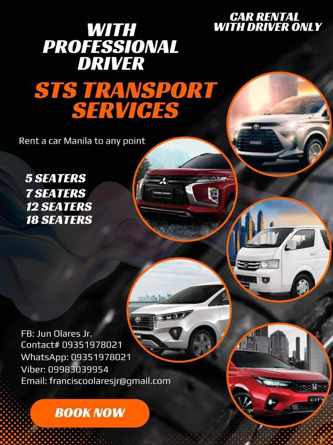 Rent a car manila to any point of luzon Facebook ad: 8-14 seaters
