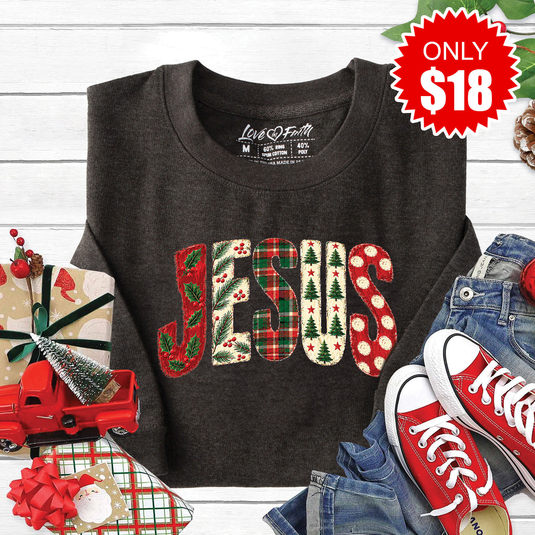 Love in Faith Facebook ad: Sweatshirts starting at $18 *while supplies last*
