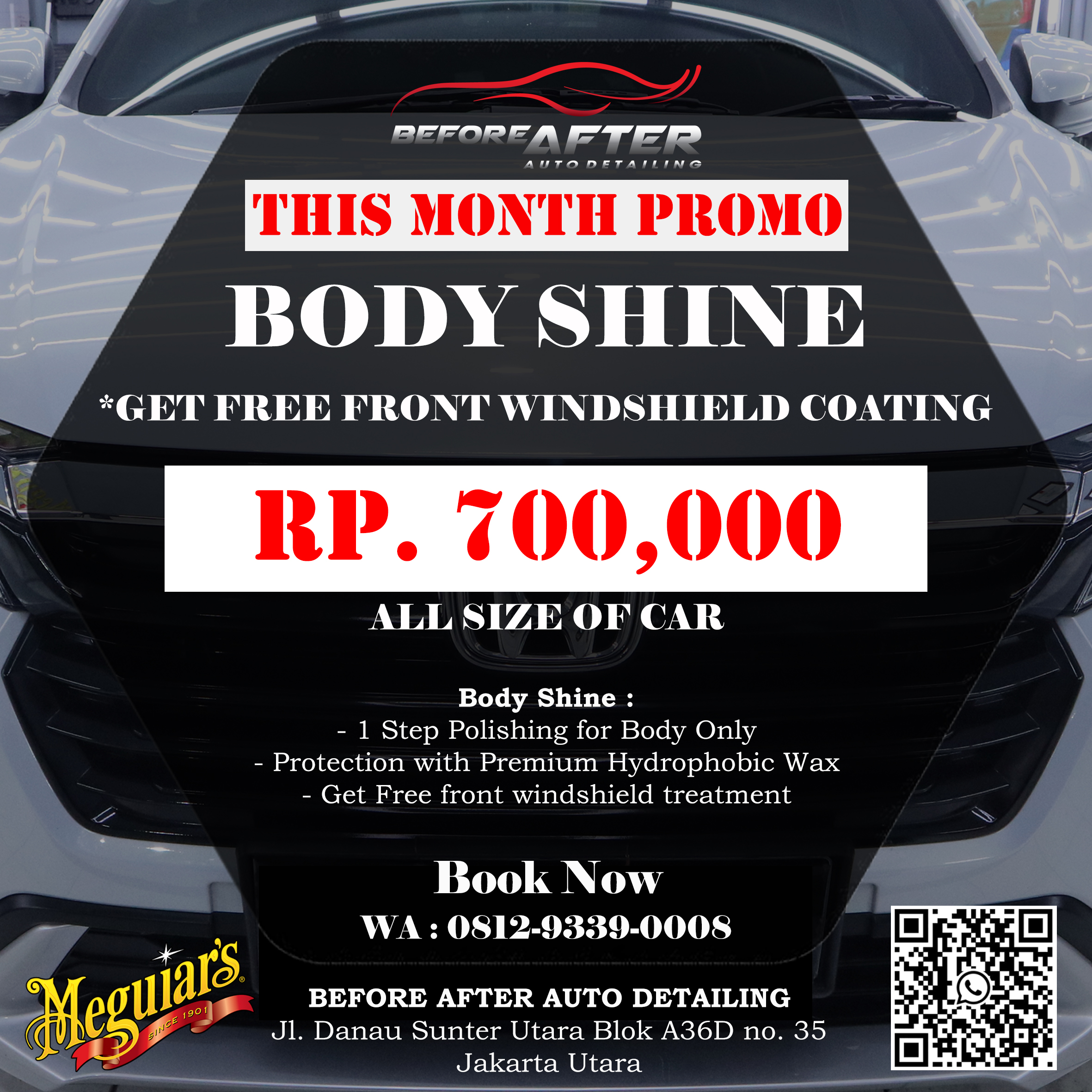 Before After Auto Detailing Facebook ad: We are authorized dealer of Meguiars Indonesia, located…
