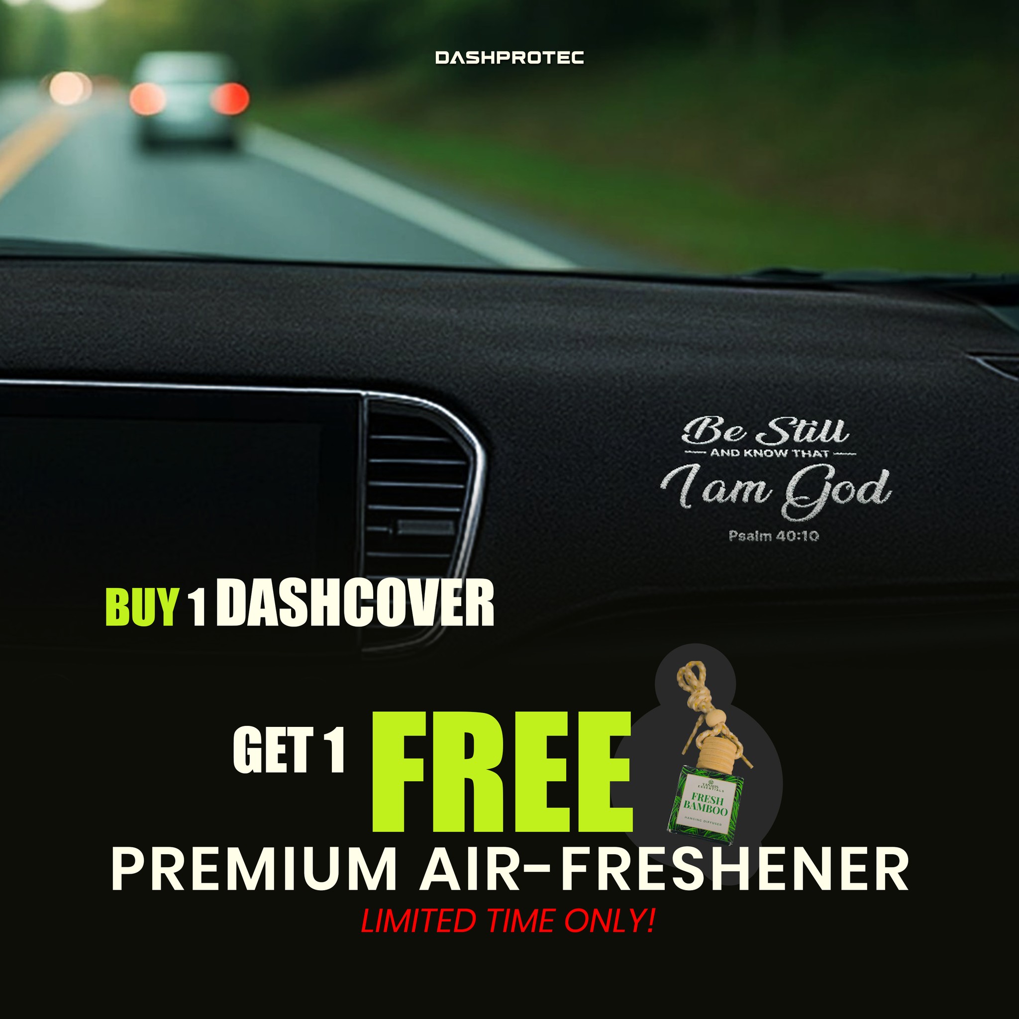 DashProtec Facebook ad: Bless your drive with protection & freshness.