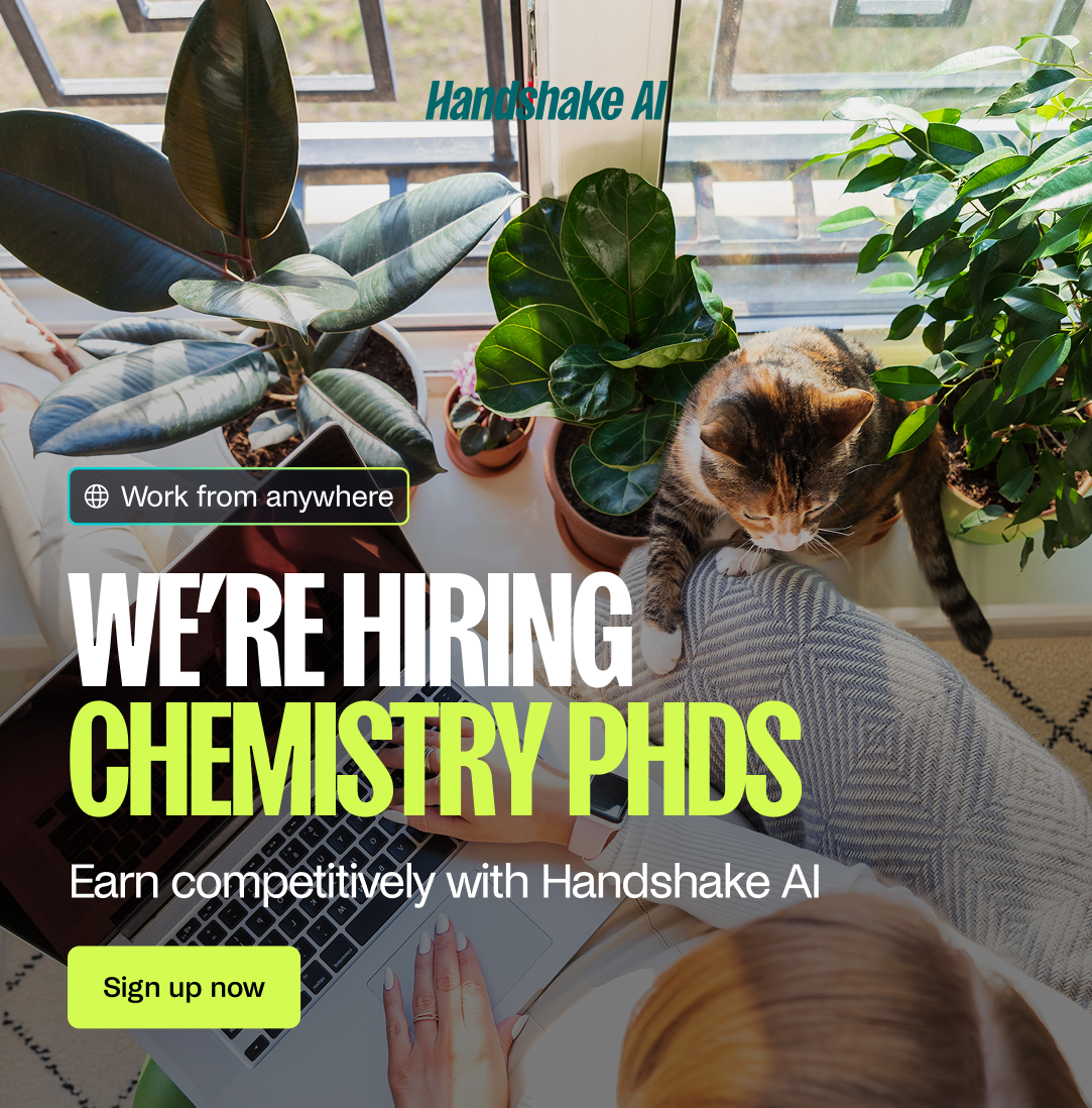 Handshake AI Facebook ad: Calling Chemistry PhDs to Join a Paid Remote Project