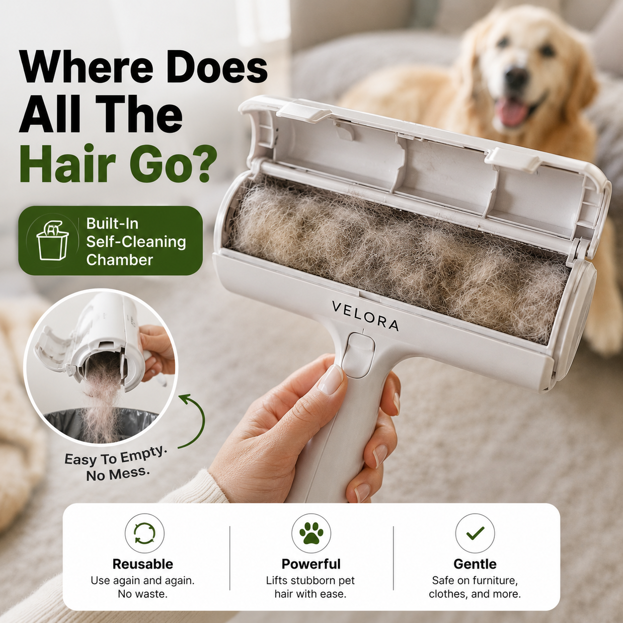 Nuiin Facebook ad: Remove Pet Hair In Seconds