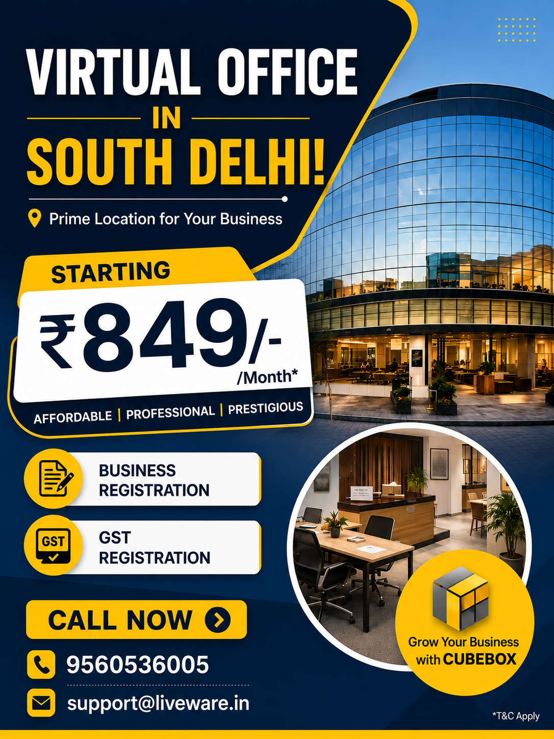 CubeBox Facebook ad: Virtual Office @ ₹849/Month
