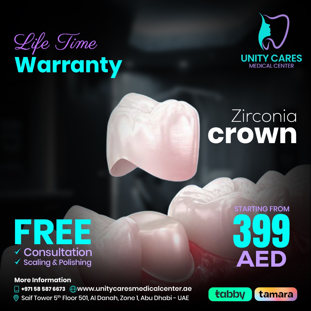 Unity Cares Medical Center Facebook ad: Get Long-Lasting Dental Crowns!
