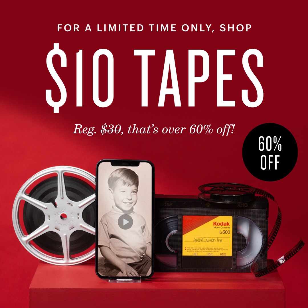 Kodak Digitizing Facebook ad: $10 Tape Transfers (Reg. $30)