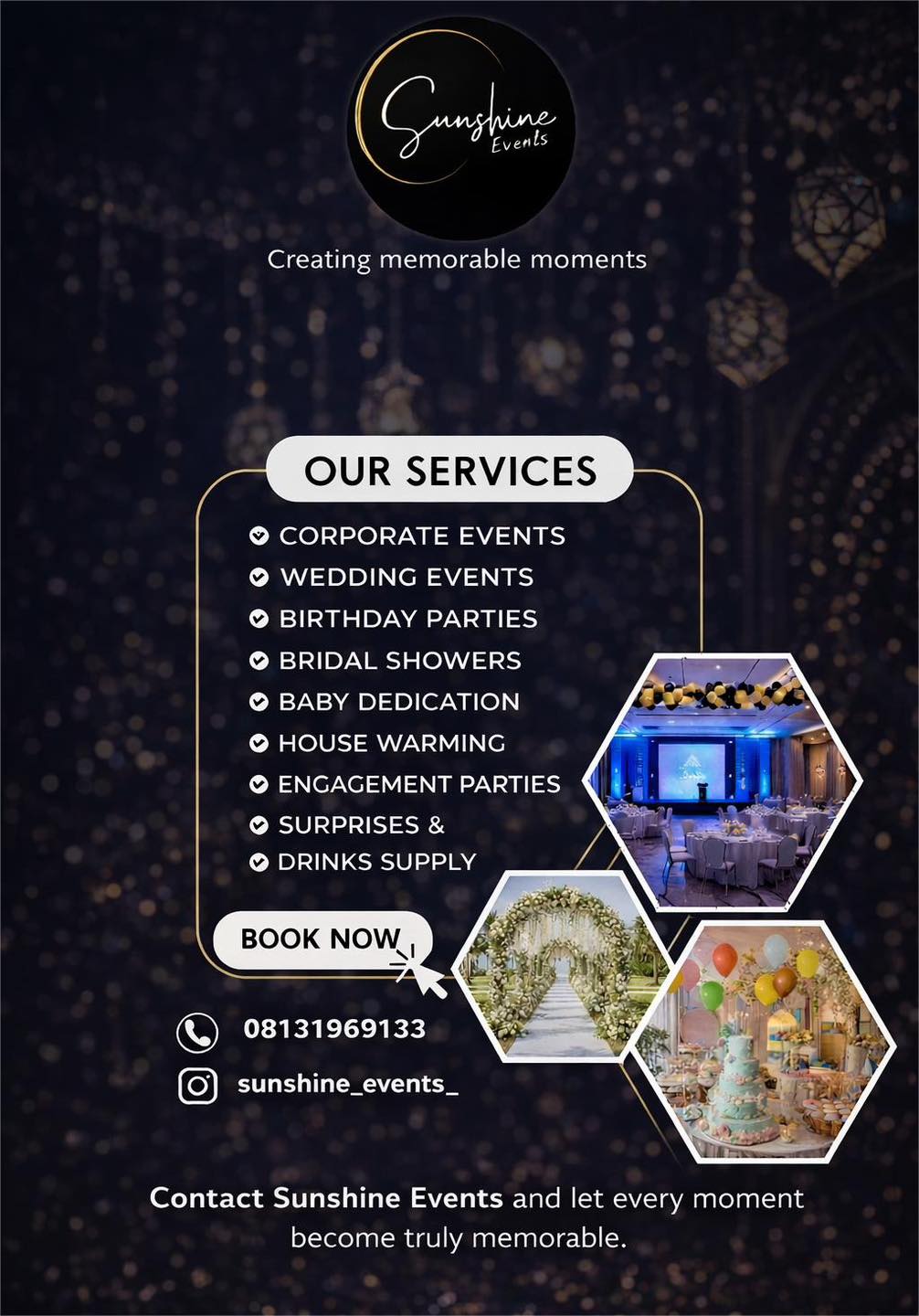Sunshine Events Facebook ad: For your event management and coordination send a…