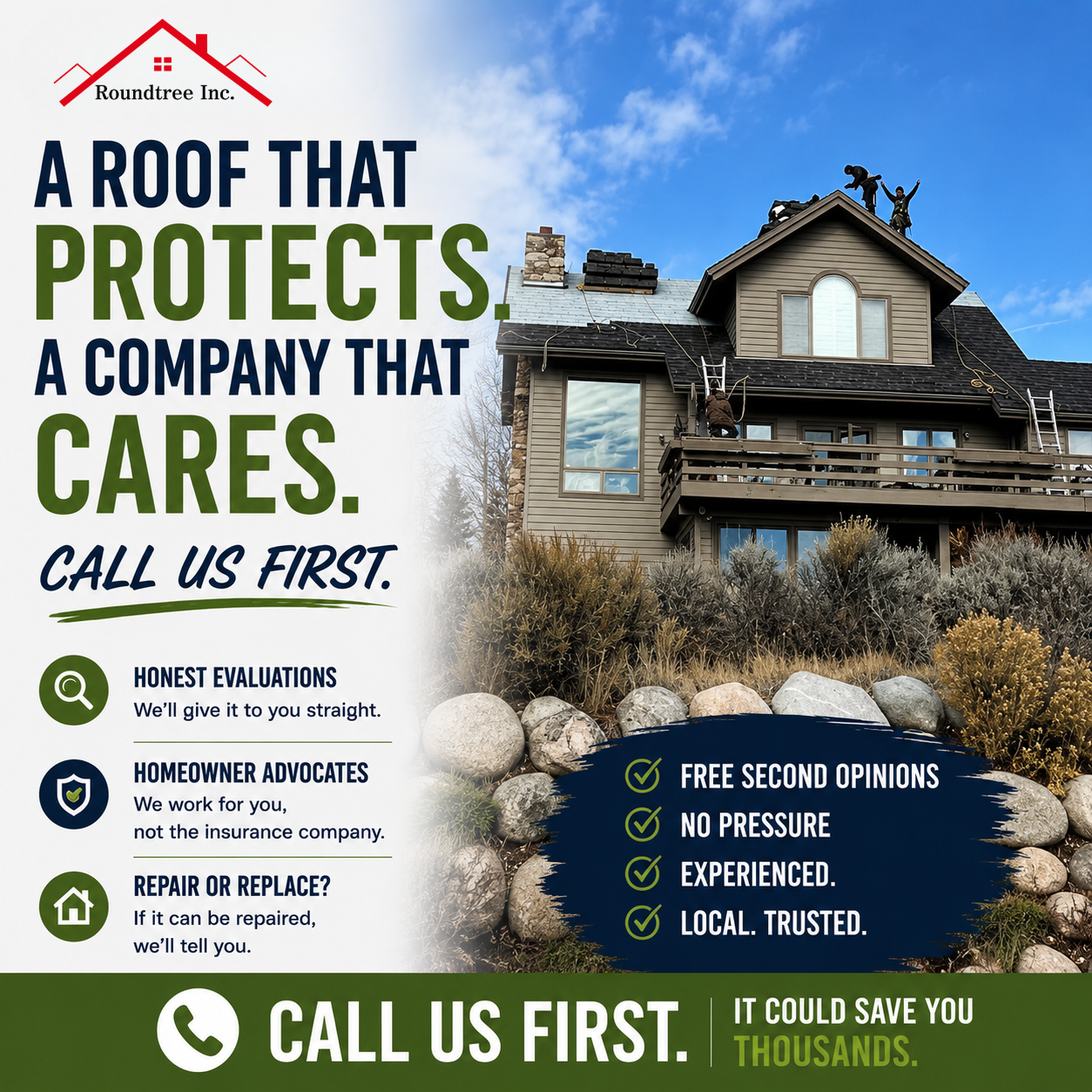 Roundtree, Inc. Facebook ad: $1,000 OFF Roof Replacement